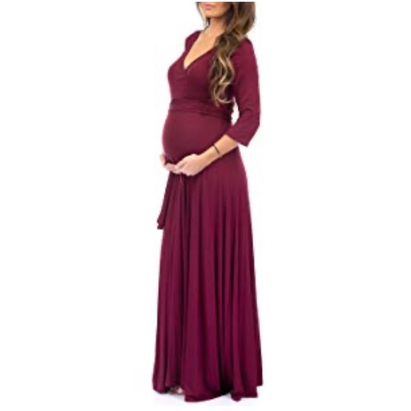 Dresses & Skirts - Women faux wrap maternity dress w/adjustable belt